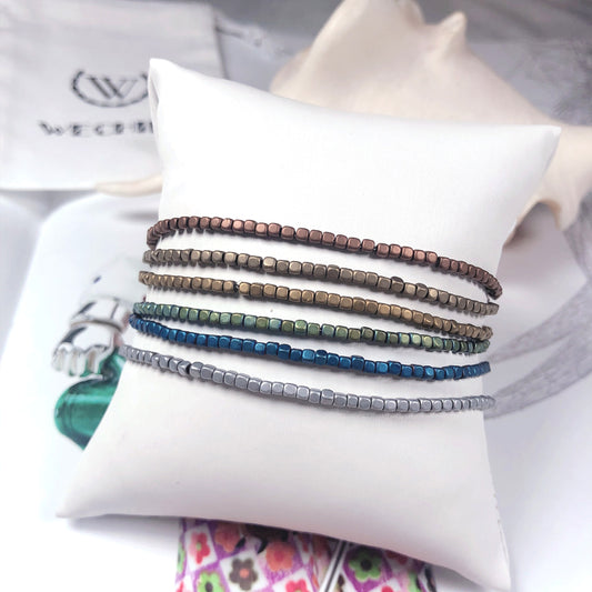 Wholesale Price Low MOQ Fashion Mens Bracelet Multi Color Option Finished Hematite Beads Bracelet Color Plating Bracelet