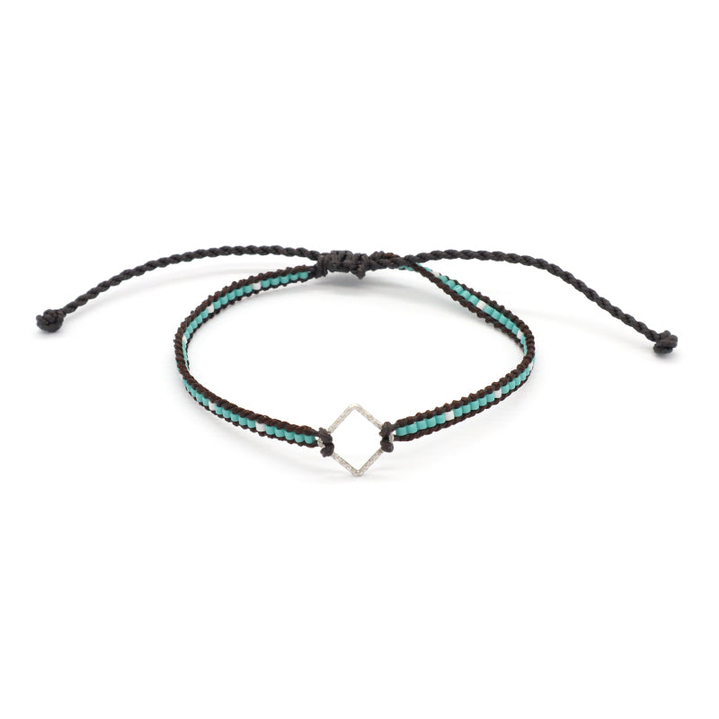 OEM Wholesale Customized Fashionable Women Handmade Jewelry Adjustable Braided Woven Macrame Miyuki Beads Silver Charm Bracelet