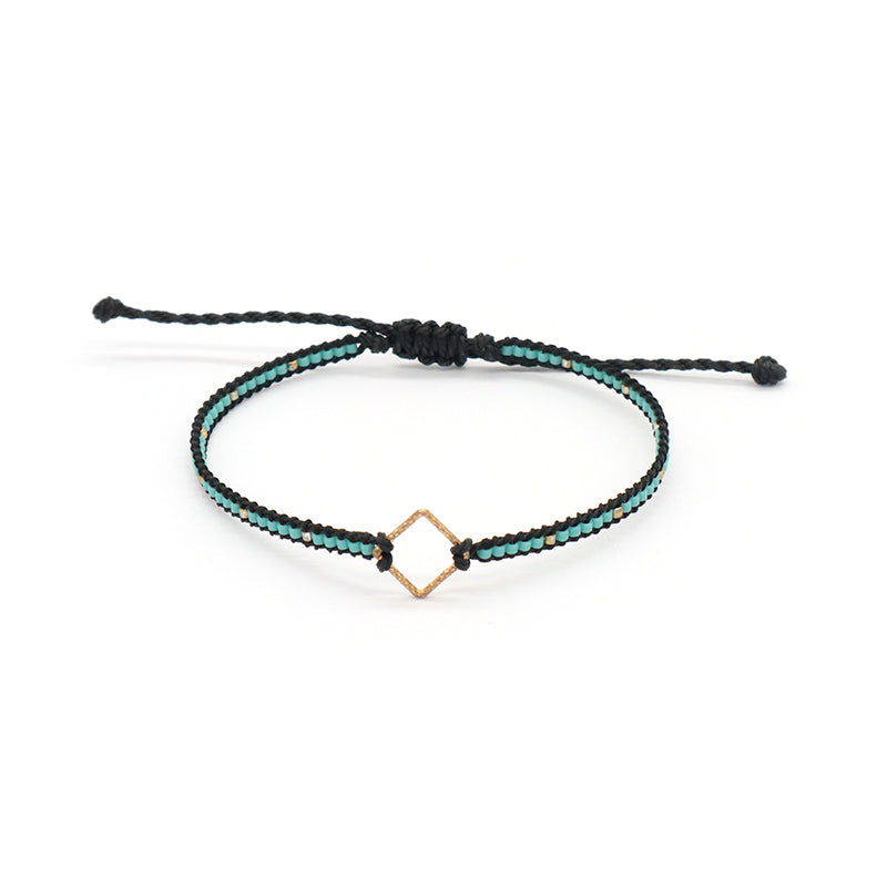 OEM Wholesale Customized Fashionable Women Handmade Jewelry Adjustable Braided Woven Macrame Miyuki Beads Silver Charm Bracelet