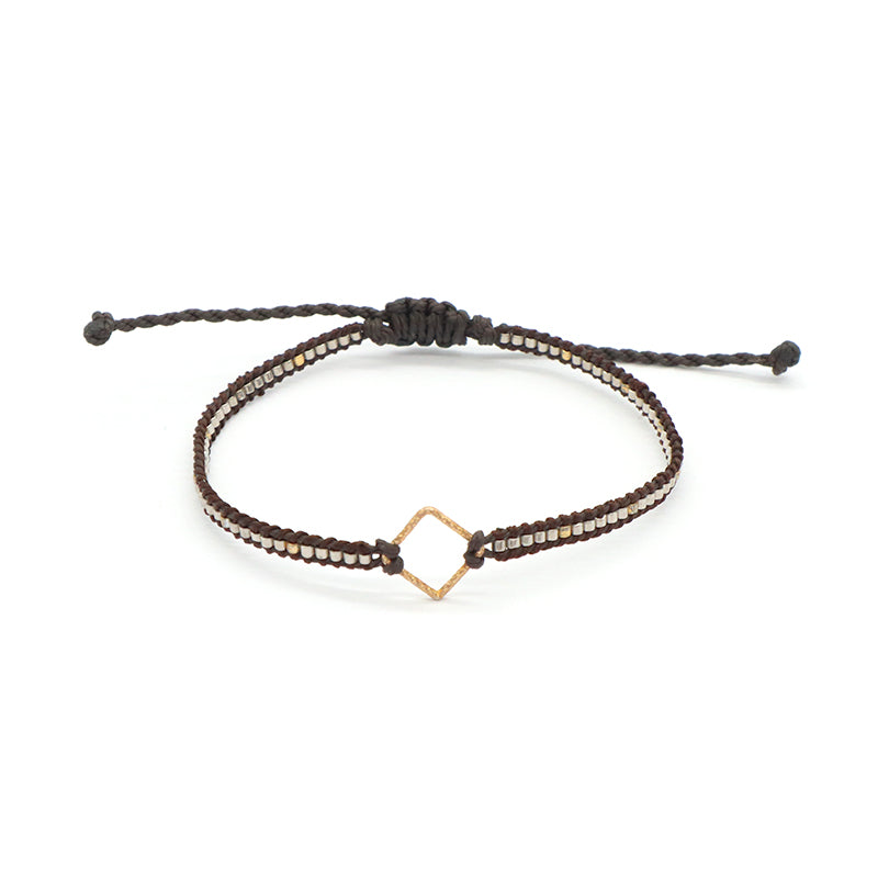 OEM Wholesale Customized Fashionable Women Handmade Jewelry Adjustable Braided Woven Macrame Miyuki Beads Silver Charm Bracelet