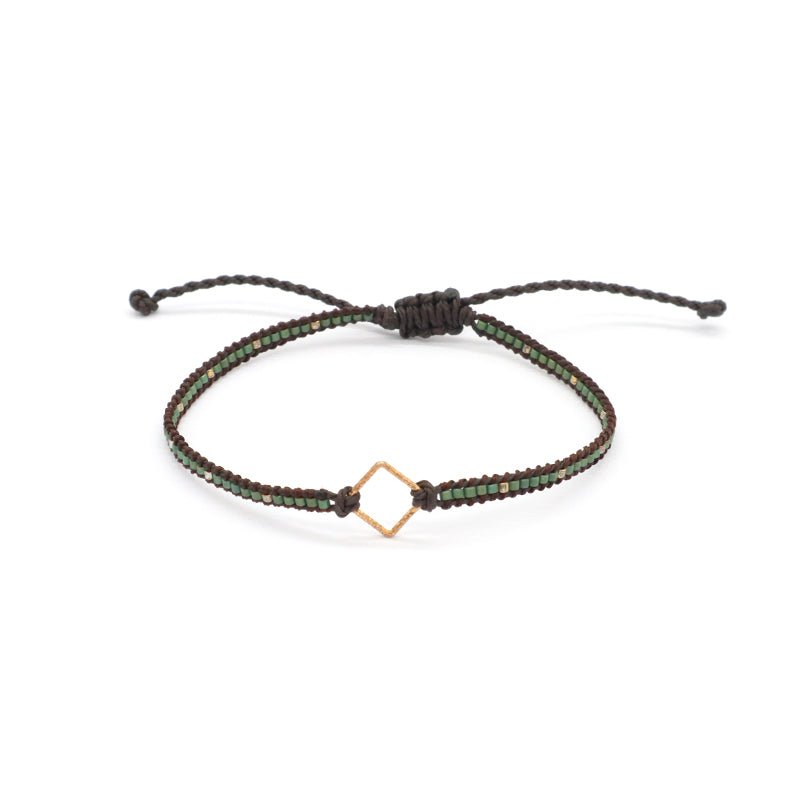 OEM Wholesale Customized Fashionable Women Handmade Jewelry Adjustable Braided Woven Macrame Miyuki Beads Silver Charm Bracelet