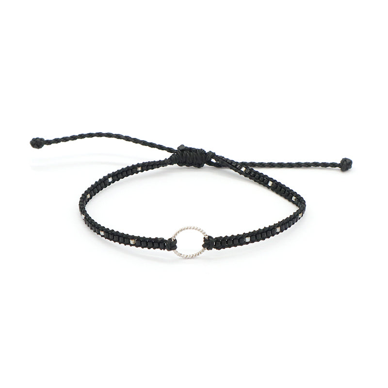 OEM Wholesale Customized Fashionable Women Handmade Jewelry Adjustable Braided Woven Macrame Miyuki Beads Silver Charm Bracelet