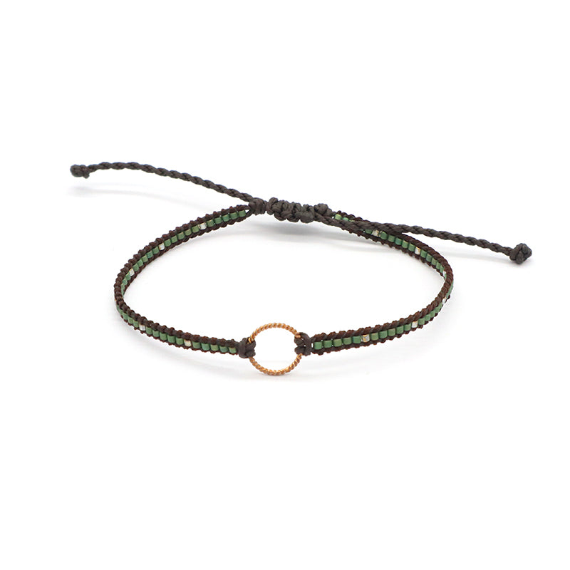 OEM Wholesale Customized Fashionable Women Handmade Jewelry Adjustable Braided Woven Macrame Miyuki Beads Silver Charm Bracelet