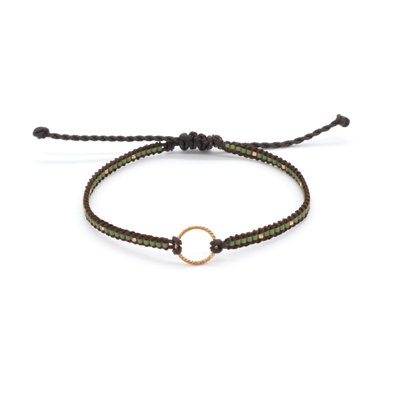 OEM Wholesale Customized Fashionable Women Handmade Jewelry Adjustable Braided Woven Macrame Miyuki Beads Silver Charm Bracelet