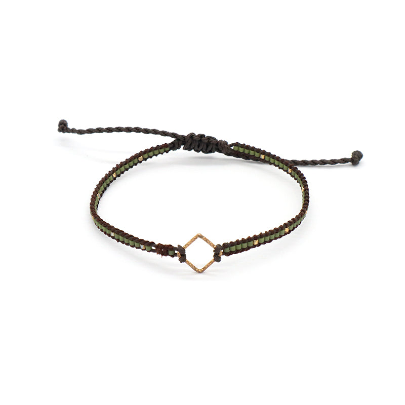 OEM Wholesale Customized Fashionable Women Handmade Jewelry Adjustable Braided Woven Macrame Miyuki Beads Silver Charm Bracelet