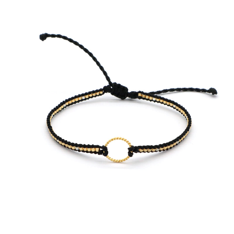 OEM Wholesale Customized Fashionable Women Handmade Jewelry Adjustable Braided Woven Macrame Miyuki Beads Silver Charm Bracelet