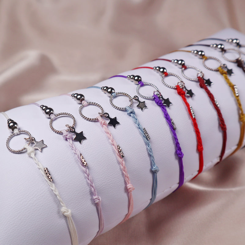 OEM Custom Spring Trendy Women Charms Jewelry 925 Sterling Silver Woven Cutton Handmade Bracelet