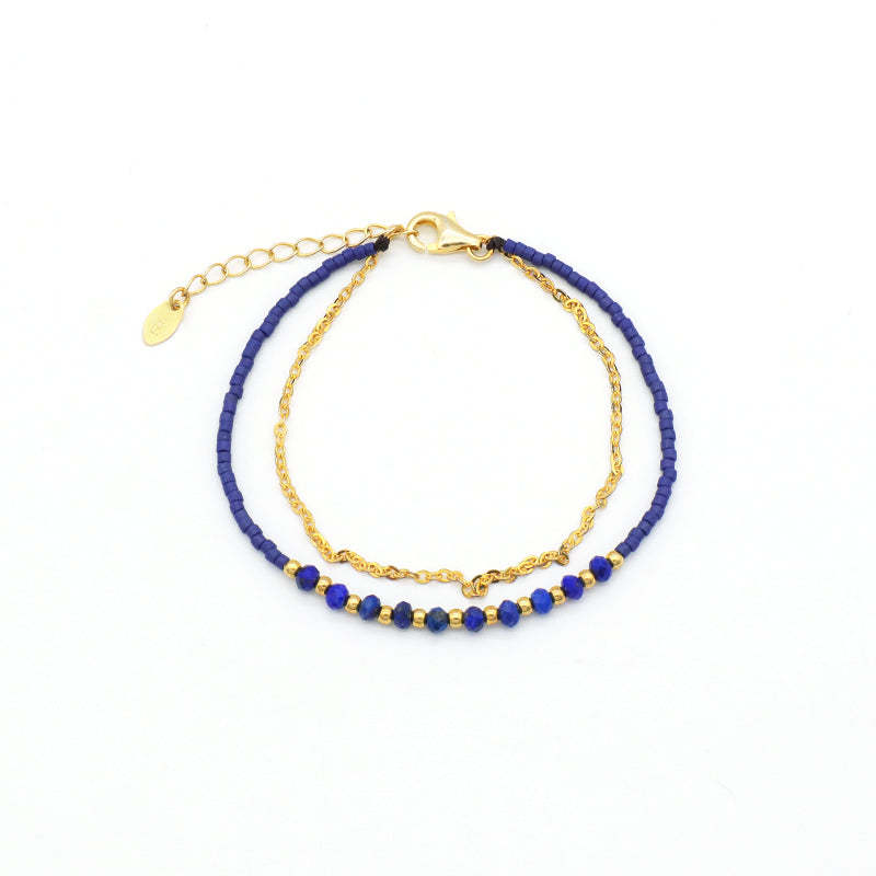 Double Layer Handmade OEM Custom Fashion Women Jewelry Braided Woven Macrame 925 sterling silver Natural Stone Miyuki Bracelet