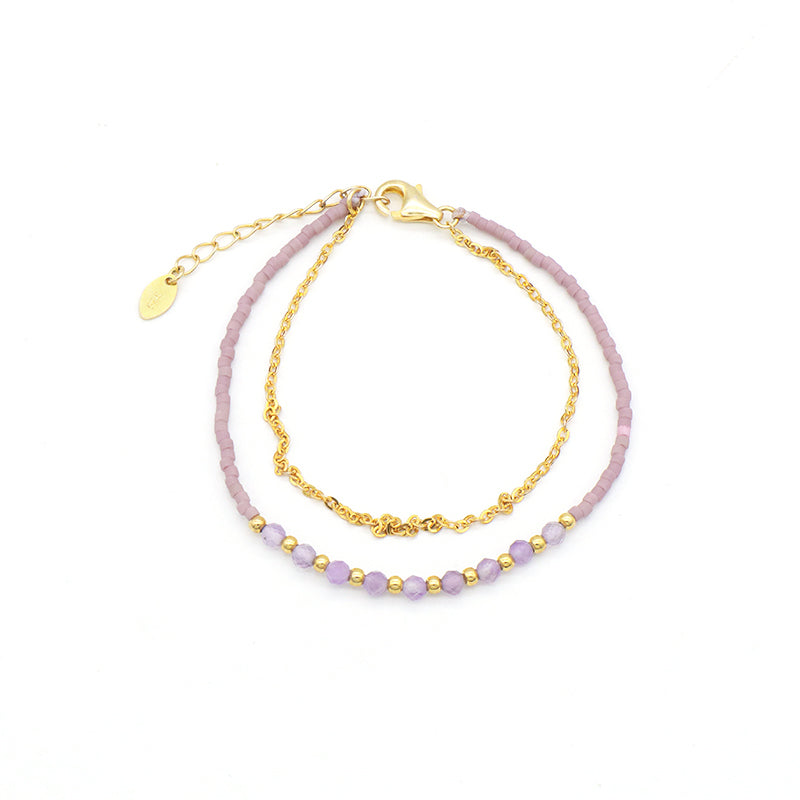 Double Layer Handmade OEM Custom Fashion Women Jewelry Braided Woven Macrame 925 sterling silver Natural Stone Miyuki Bracelet