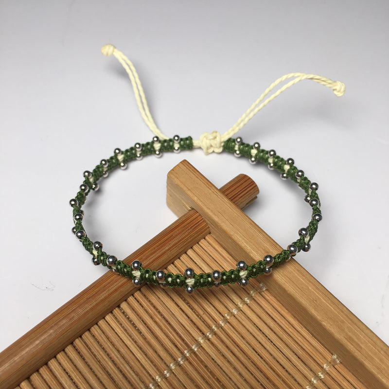 Wholesale OEM Custom Trendy 2mm Sterling Silver Round Beads Bracelet Multi-rang Macrame