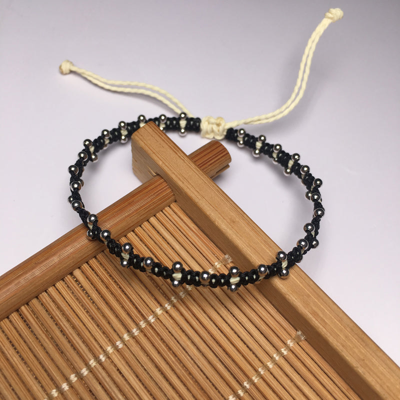 Wholesale OEM Custom Trendy 2mm Sterling Silver Round Beads Bracelet Multi-rang Macrame