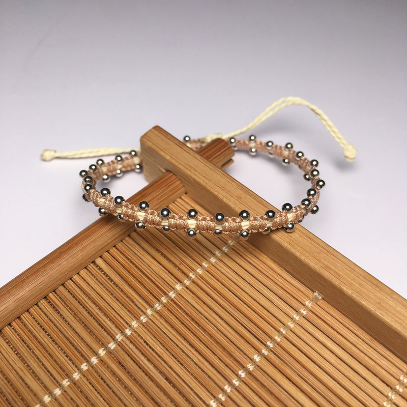 Wholesale OEM Custom Trendy 2mm Sterling Silver Round Beads Bracelet Multi-rang Macrame