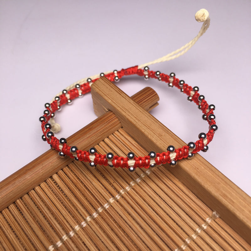 Wholesale OEM Custom Trendy 2mm Sterling Silver Round Beads Bracelet Multi-rang Macrame