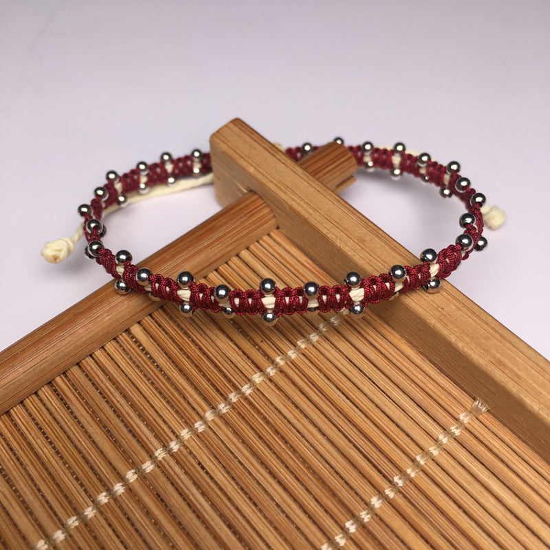 Wholesale OEM Custom Trendy 2mm Sterling Silver Round Beads Bracelet Multi-rang Macrame