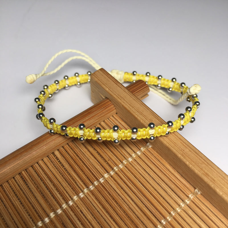 Wholesale OEM Custom Trendy 2mm Sterling Silver Round Beads Bracelet Multi-rang Macrame