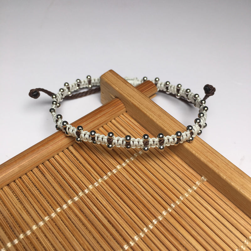 Wholesale OEM Custom Trendy 2mm Sterling Silver Round Beads Bracelet Multi-rang Macrame