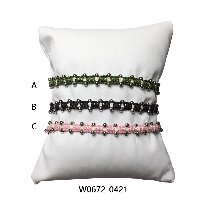 Wholesale OEM Custom Trendy 2mm Sterling Silver Round Beads Bracelet Multi-rang Macrame