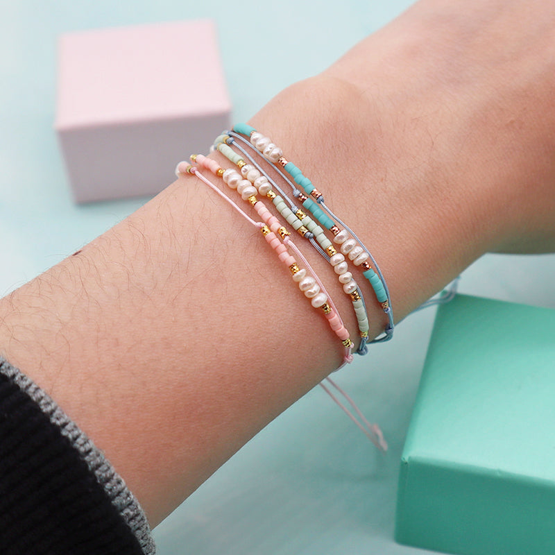 New Bulk Sale OEM Custom Handmade Adjustable Miyuki Beads With Fresh Water Pearl 925 Sterling Silver Finding Woven Bracelet