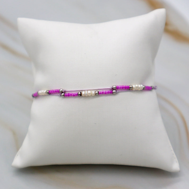 Custom Handmade Rope Thread Adjust Minimal Cute Girl Small Fresh Water Pearl 925 Silver Miyuki Beaded Bracelet