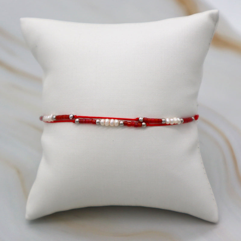 Custom Handmade Rope Thread Adjust Minimal Cute Girl Small Fresh Water Pearl 925 Silver Miyuki Beaded Bracelet