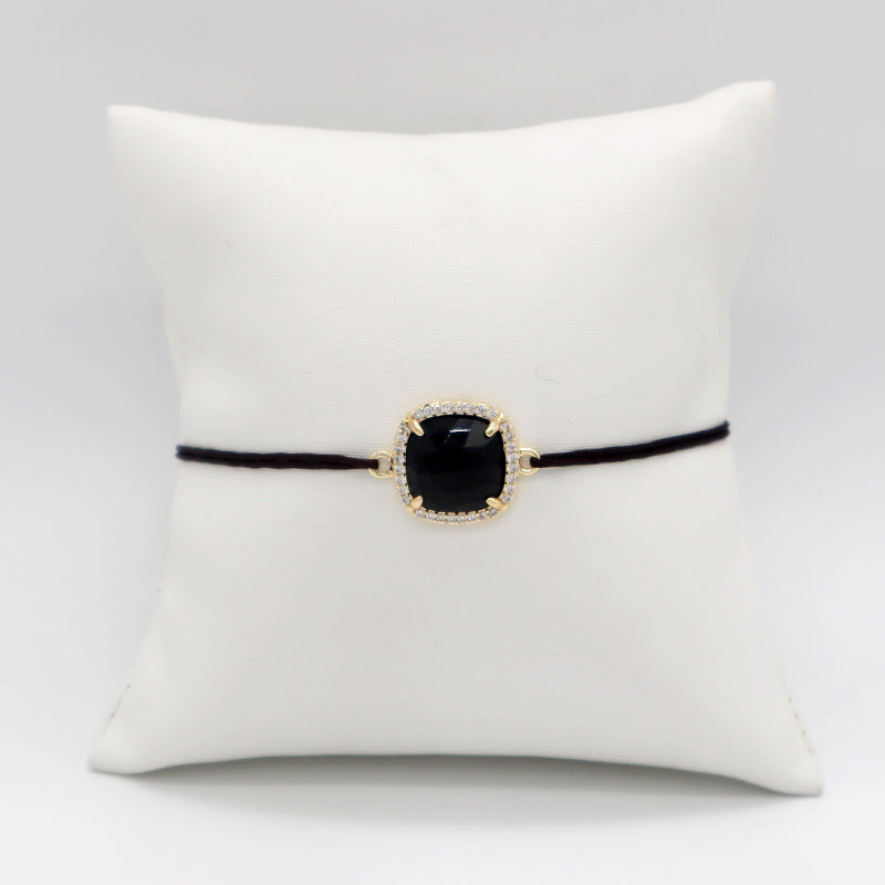 Women Jewelry Custom Natural Stone Handmade Rope Bracelet Adjustable CZ Natural Stone Charm Beaded Thread Bracelet