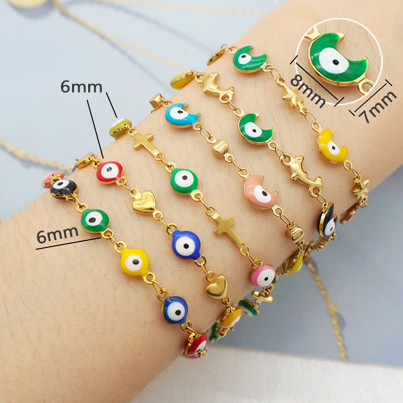 Handmade Customizable 18k gold plated evil eye bracelet