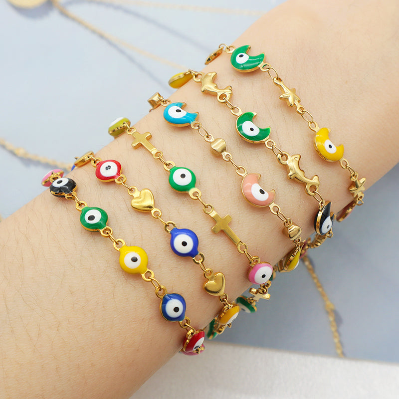 Handmade Customizable 18k gold plated evil eye bracelet