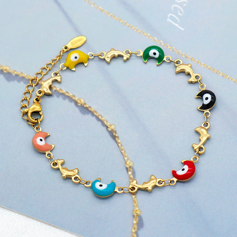 Handmade Customizable 18k gold plated evil eye bracelet