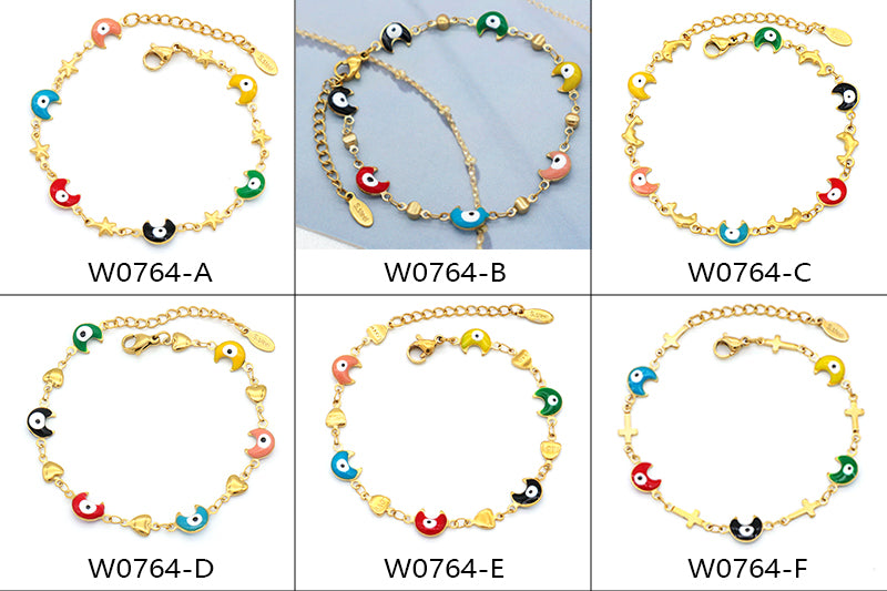Handmade Customizable 18k gold plated evil eye bracelet