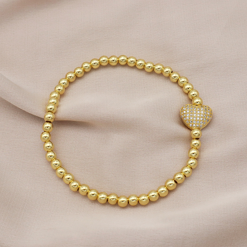 High Quality Pvd Plated Beads Women Jewelry 18k Gold Plated Beaded Hamsa Butterfly Star Heart Bracelets Bangle