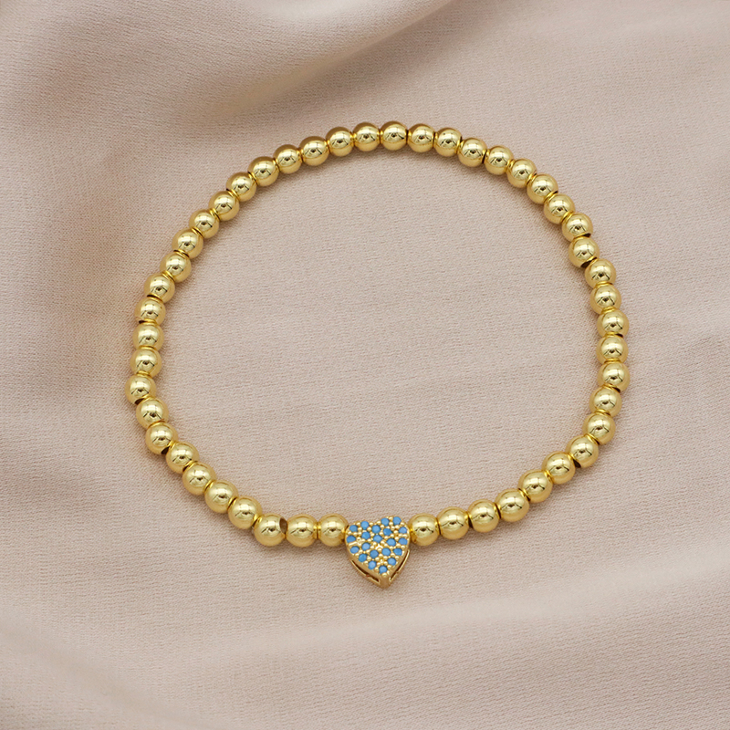 High Quality Pvd Plated Beads Women Jewelry 18k Gold Plated Beaded Hamsa Butterfly Star Heart Bracelets Bangle