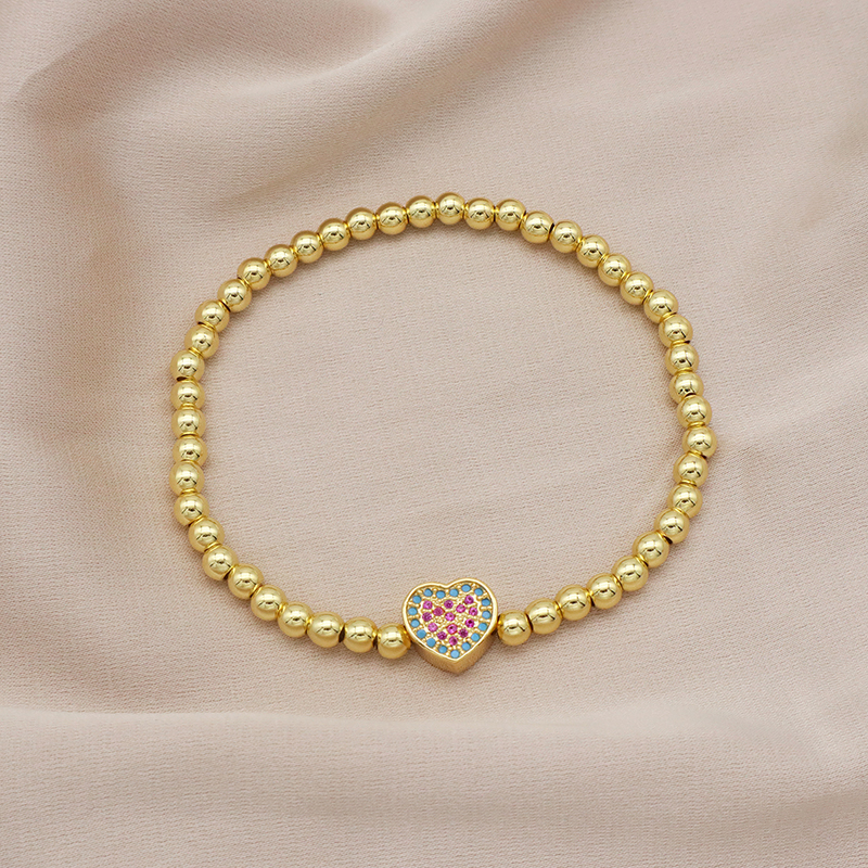 High Quality Pvd Plated Beads Women Jewelry 18k Gold Plated Beaded Hamsa Butterfly Star Heart Bracelets Bangle