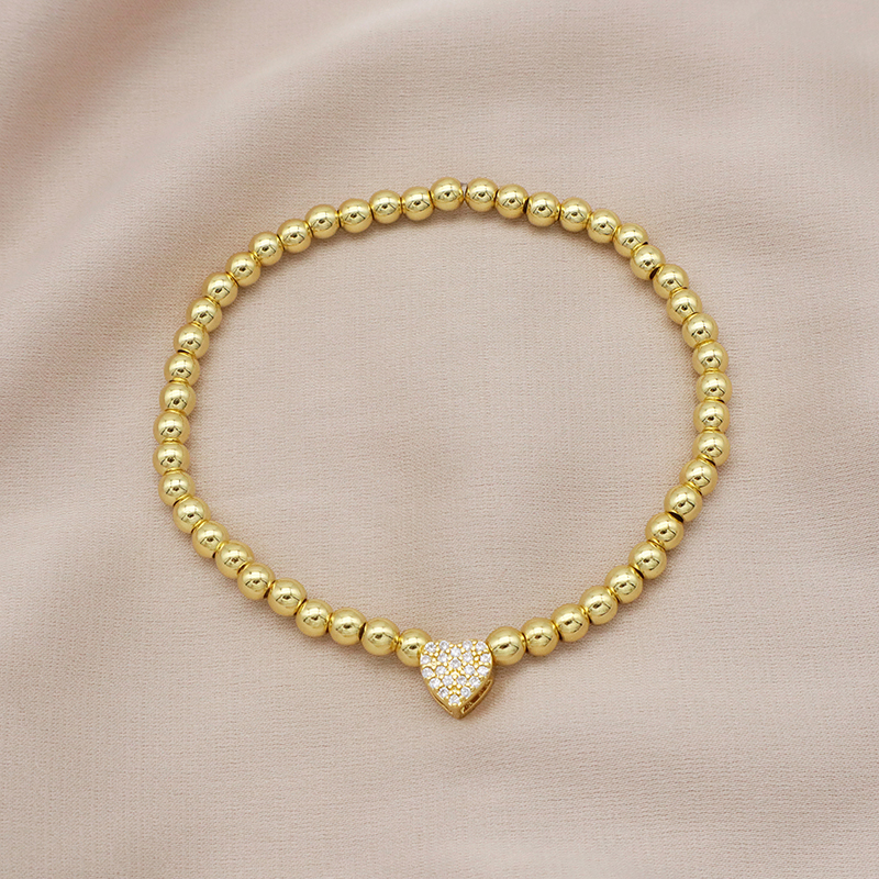 High Quality Pvd Plated Beads Women Jewelry 18k Gold Plated Beaded Hamsa Butterfly Star Heart Bracelets Bangle