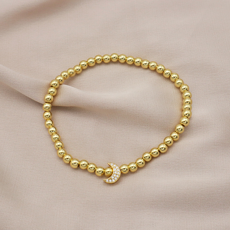 High Quality Pvd Plated Beads Women Jewelry 18k Gold Plated Beaded Hamsa Butterfly Star Heart Bracelets Bangle