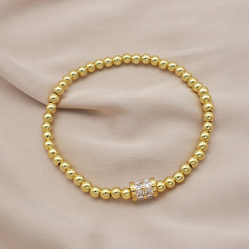 High Quality Pvd Plated Beads Women Jewelry 18k Gold Plated Beaded Hamsa Butterfly Star Heart Bracelets Bangle