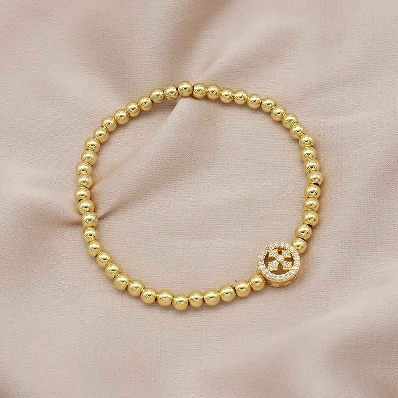 High Quality Pvd Plated Beads Women Jewelry 18k Gold Plated Beaded Hamsa Butterfly Star Heart Bracelets Bangle