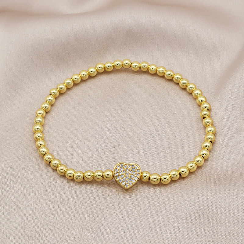 High Quality Pvd Plated Beads Women Jewelry 18k Gold Plated Beaded Hamsa Butterfly Star Heart Bracelets Bangle