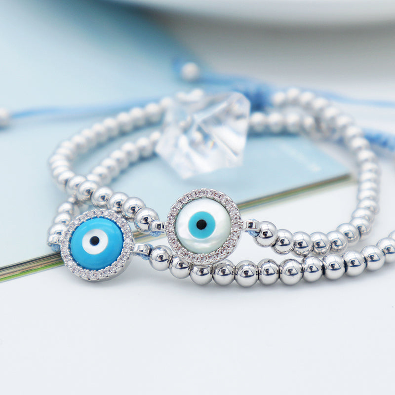 Good Quality New Women Jewelry Rhodium Evils Eye Charm Beaded Bracelet Turkish Evils Eye