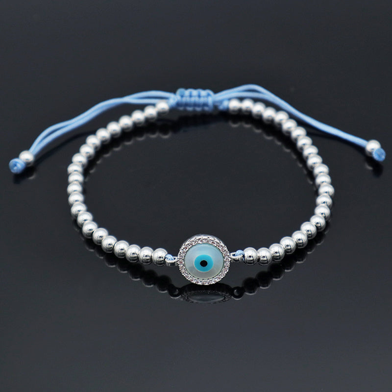 Good Quality New Women Jewelry Rhodium Evils Eye Charm Beaded Bracelet Turkish Evils Eye