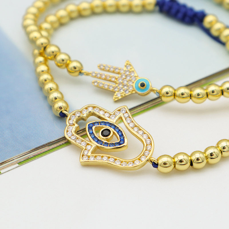 Good Quality Women Jewelry Gold Plated Adjustable Beaded Eye Charm Bracelet Turkish Eye Evil Eyes Bracelet