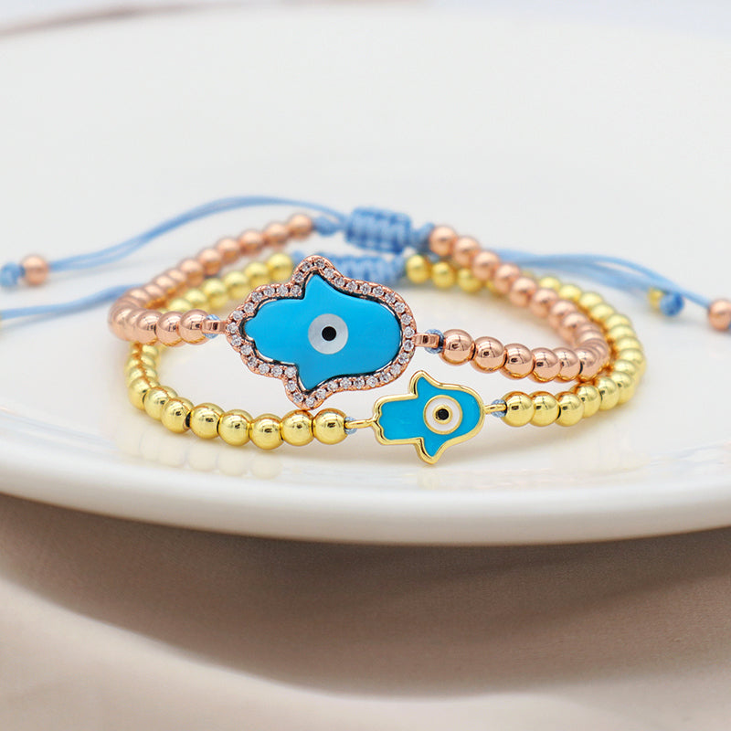 Good Quality Women Jewelry Gold Plated Adjustable Beaded Eye Charm Bracelet Turkish Eye Evil Eyes Bracelet