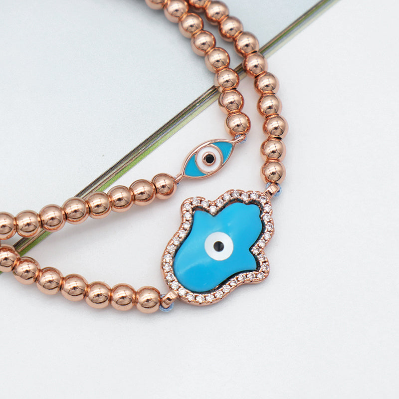 Good Quality Women Jewelry Gold Plated Adjustable Beaded Eye Charm Bracelet Turkish Eye Evil Eyes Bracelet