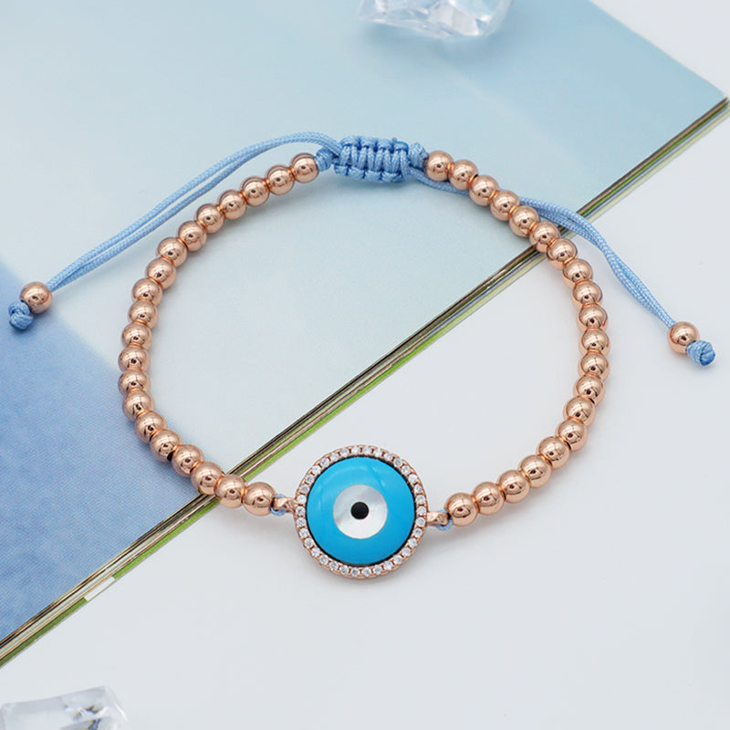 Good Quality Women Jewelry Gold Plated Adjustable Beaded Eye Charm Bracelet Turkish Eye Evil Eyes Bracelet
