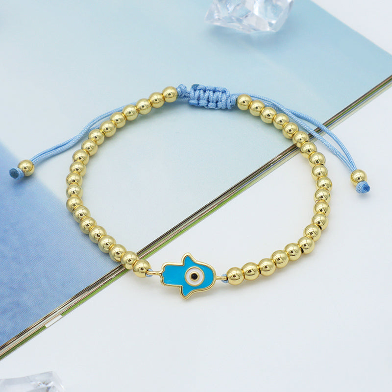 Good Quality Women Jewelry Gold Plated Adjustable Beaded Eye Charm Bracelet Turkish Eye Evil Eyes Bracelet