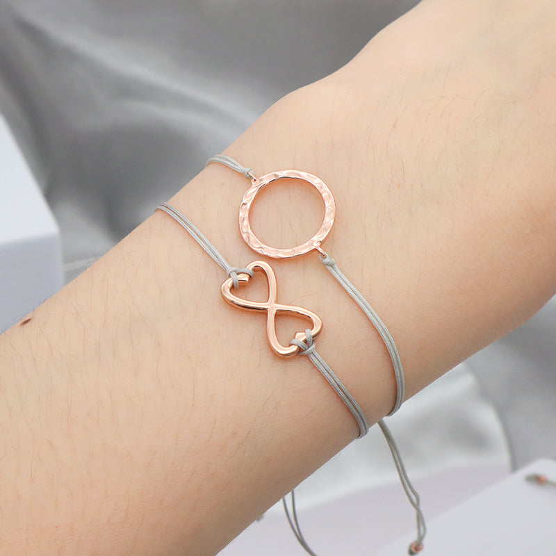 Custom Trendy Woman Girl Jewelry Rose-gold Plating Star Plane Circle Bear Adjustable 925 Sterling Silver Small Charms  Bracelets
