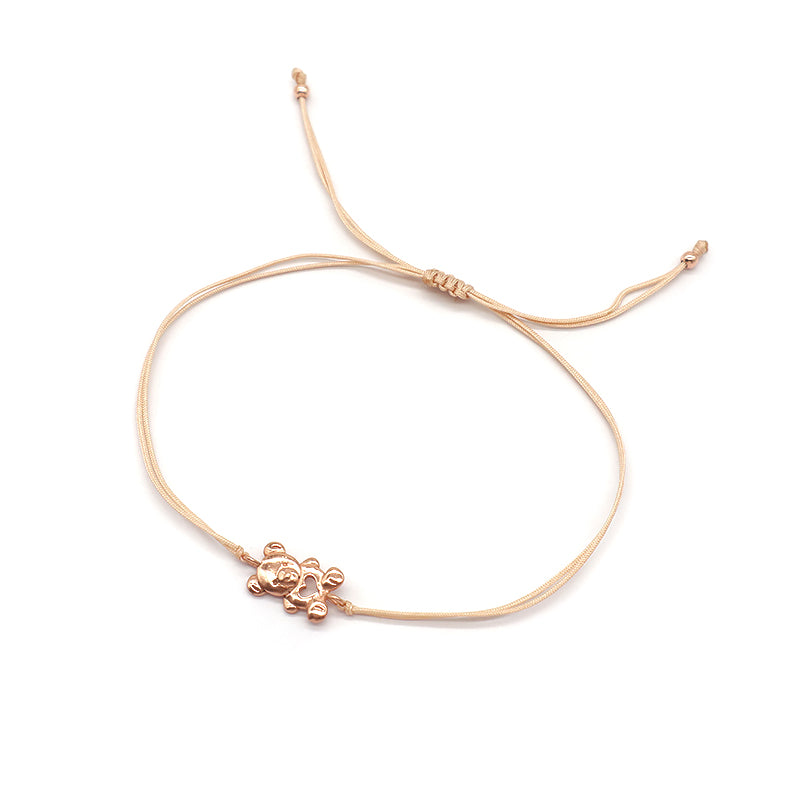 Custom Trendy Woman Girl Jewelry Rose-gold Plating Star Plane Circle Bear Adjustable 925 Sterling Silver Small Charms  Bracelets