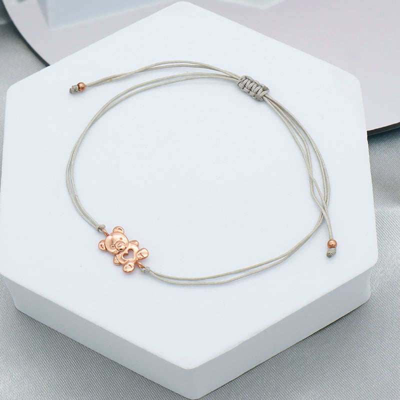 Custom Trendy Woman Girl Jewelry Rose-gold Plating Star Plane Circle Bear Adjustable 925 Sterling Silver Small Charms  Bracelets
