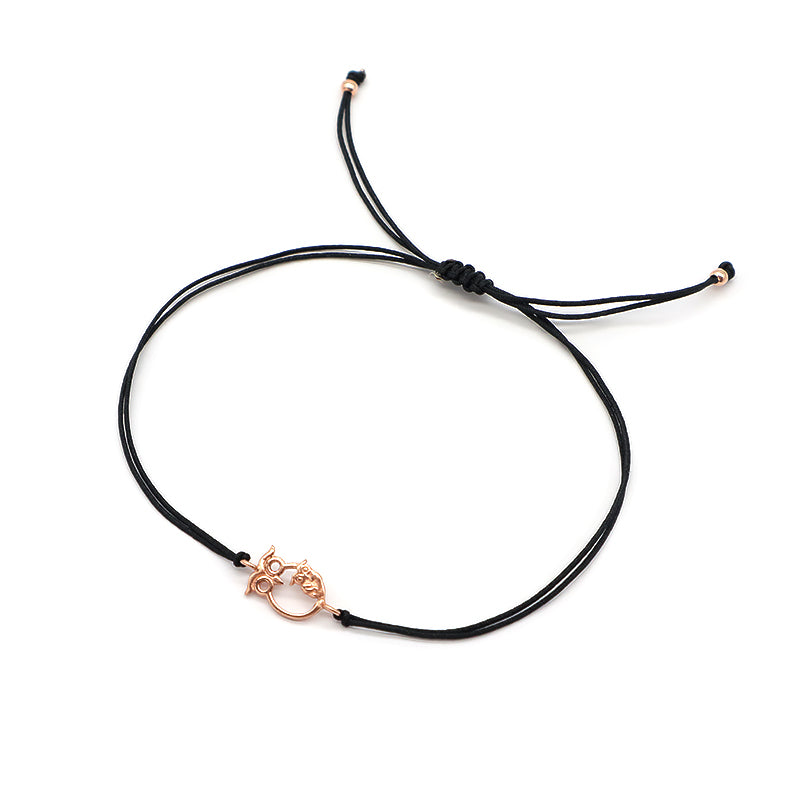 Custom Trendy Woman Girl Jewelry Rose-gold Plating Star Plane Circle Bear Adjustable 925 Sterling Silver Small Charms  Bracelets