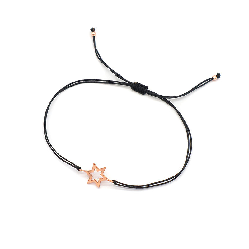 Custom Trendy Woman Girl Jewelry Rose-gold Plating Star Plane Circle Bear Adjustable 925 Sterling Silver Small Charms  Bracelets