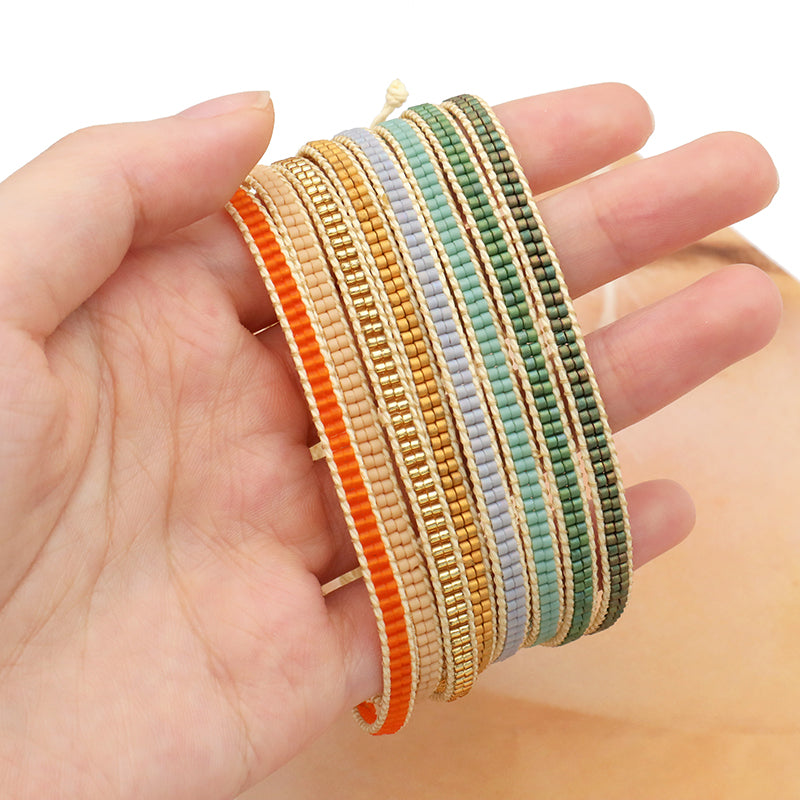 Oem Custom Handmade Fashion Wax Wire Adjust Thread Miyuki Beads Bracelet